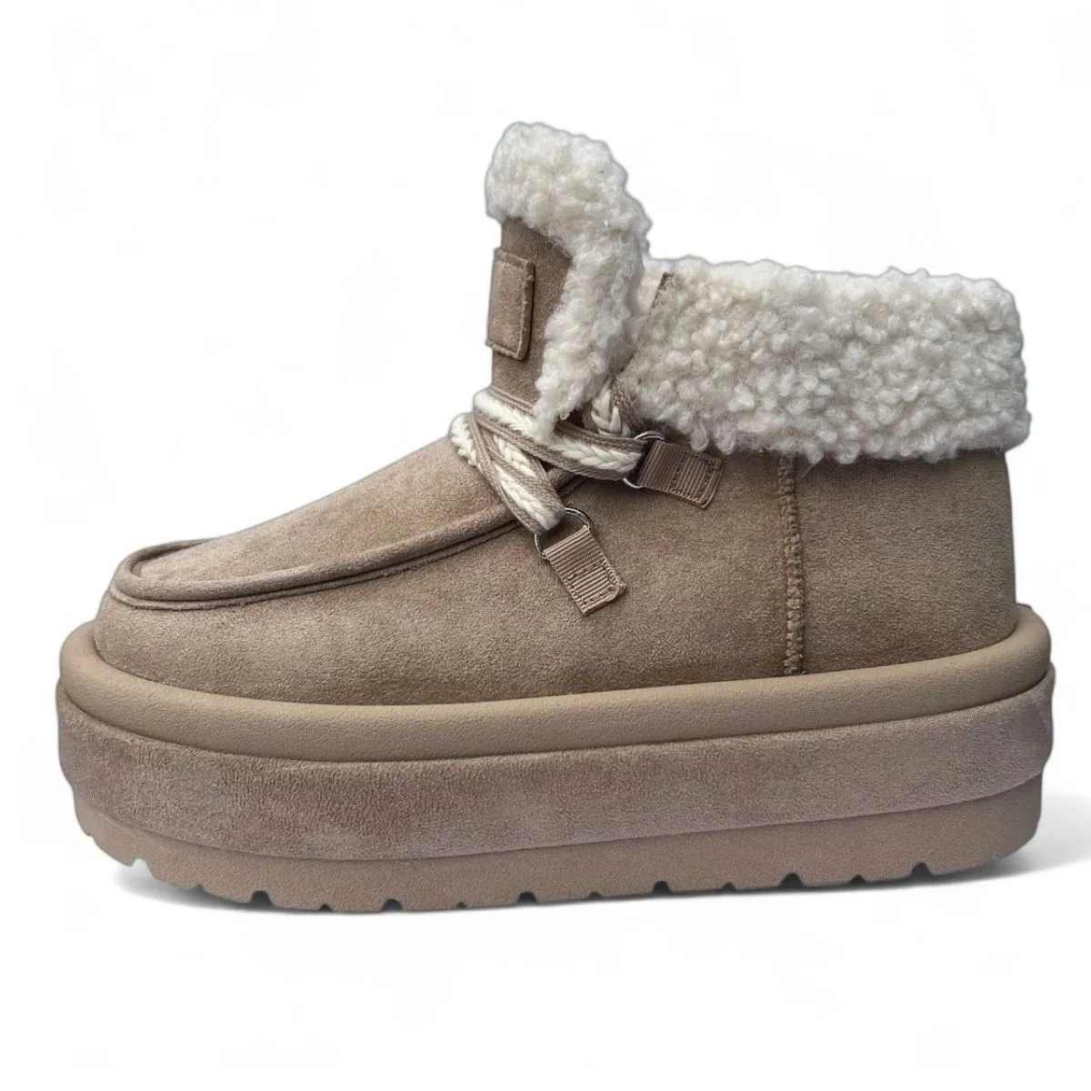 BOTELI - Bota para Mujer Beige Gamuza Chiporro Invierno