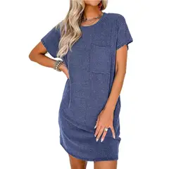 BLWOENS - Vestido casual de verano para mujeres - Azul
