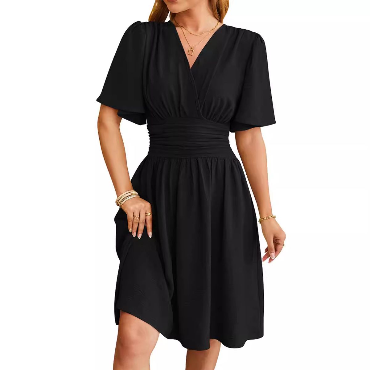 BLWOENS - Vestido casual de verano para mujeres - Negro