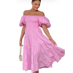 BLWOENS - Vestido casual para Mujer-Rosa