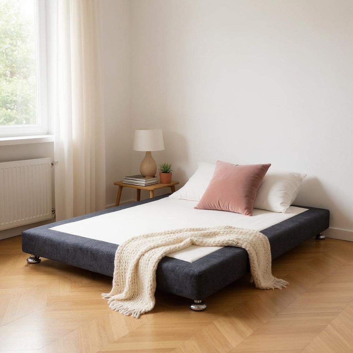 BLOCCARE - Cama Tradicional 1P Box 13cm Colchon Premium Patas Metalicas L200 cm