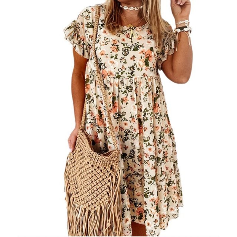 BLWOENS - Vestido casual para Mujer-Beige