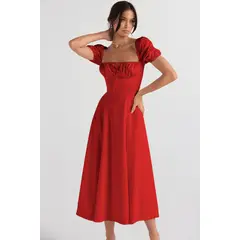 BLWOENS - Vestido casual para Mujer-Rojo