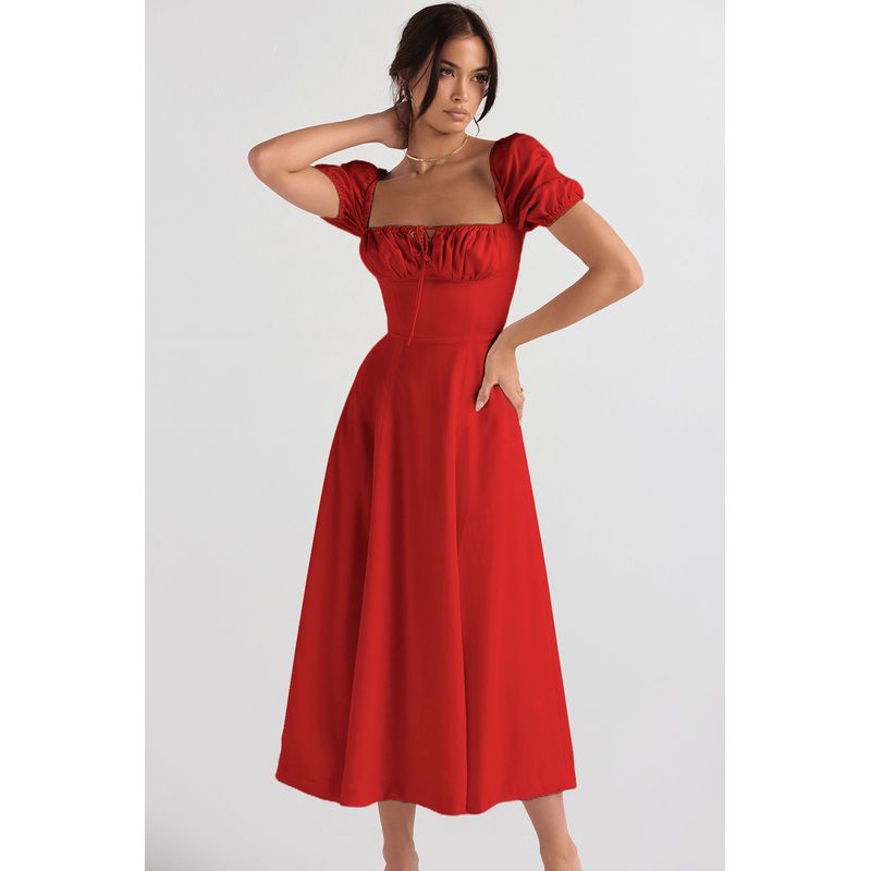 BLWOENS - Vestido casual para Mujer-Rojo