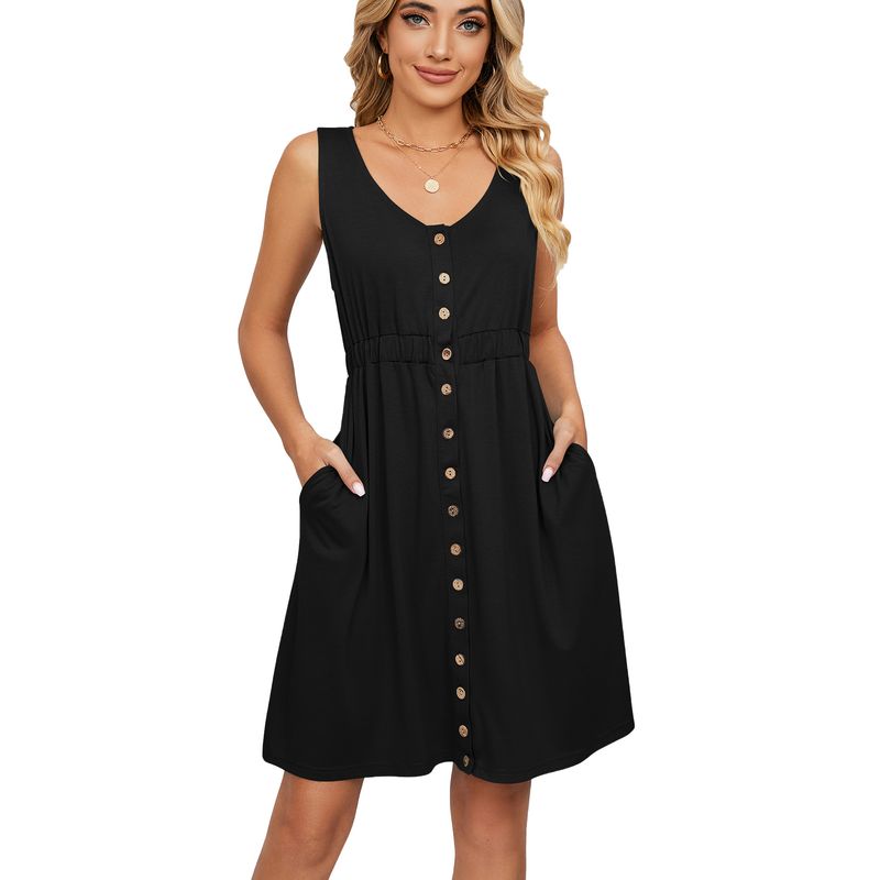 BLWOENS - Vestido casual de verano para mujeres - Negro