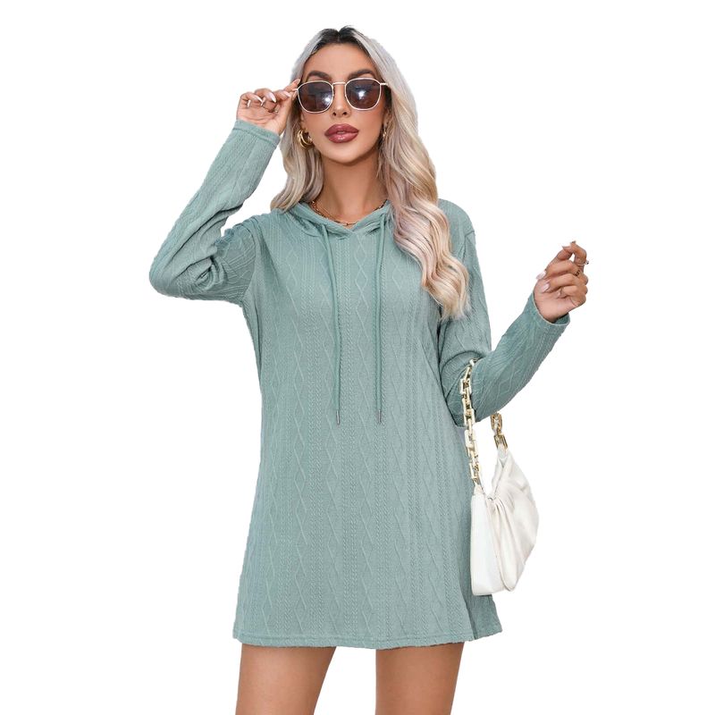 BLWOENS - Vestido casual manga larga con gorro para mujer - Verde