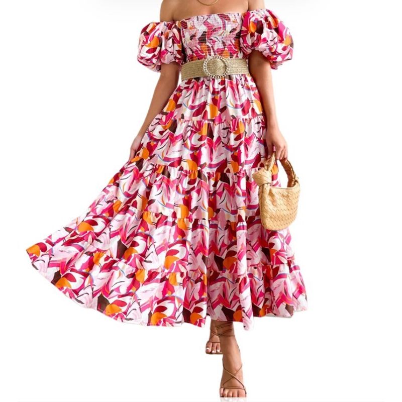 BLWOENS - Vestido casual para Mujer-Rojo