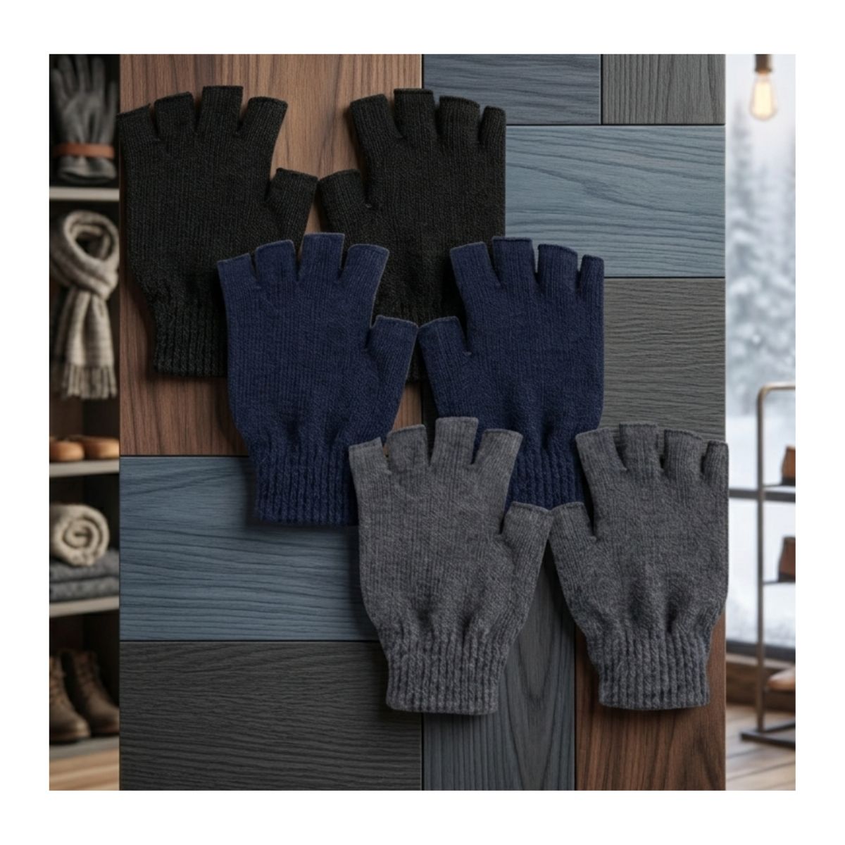 EKOL TACTICA MILITAR - Pack 3 Pares de Guantes de Lana sin Dedos: Térmicos, Táctiles y Transpirables para Invierno