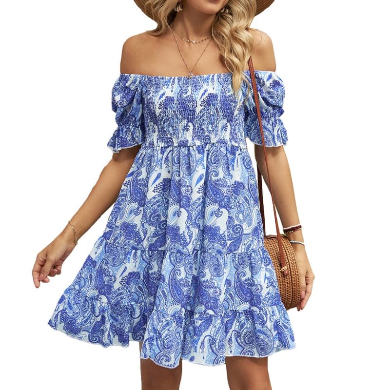 BLWOENS - Vestido casual de verano para mujeres - Azul