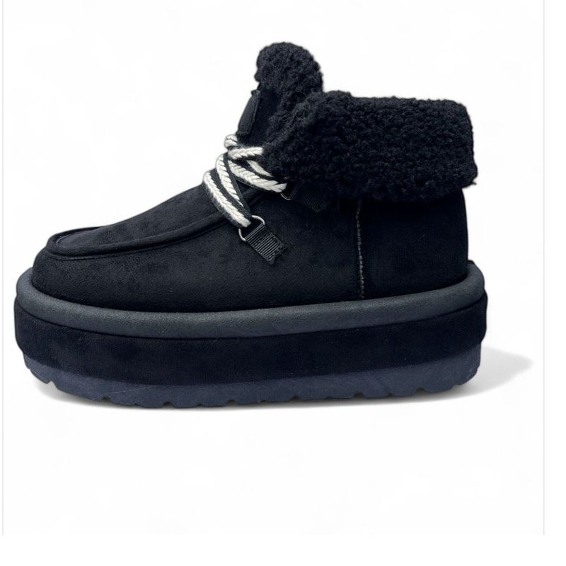 BOTELI - Bota para Mujer Negro Gamuza Chiporro Invierno