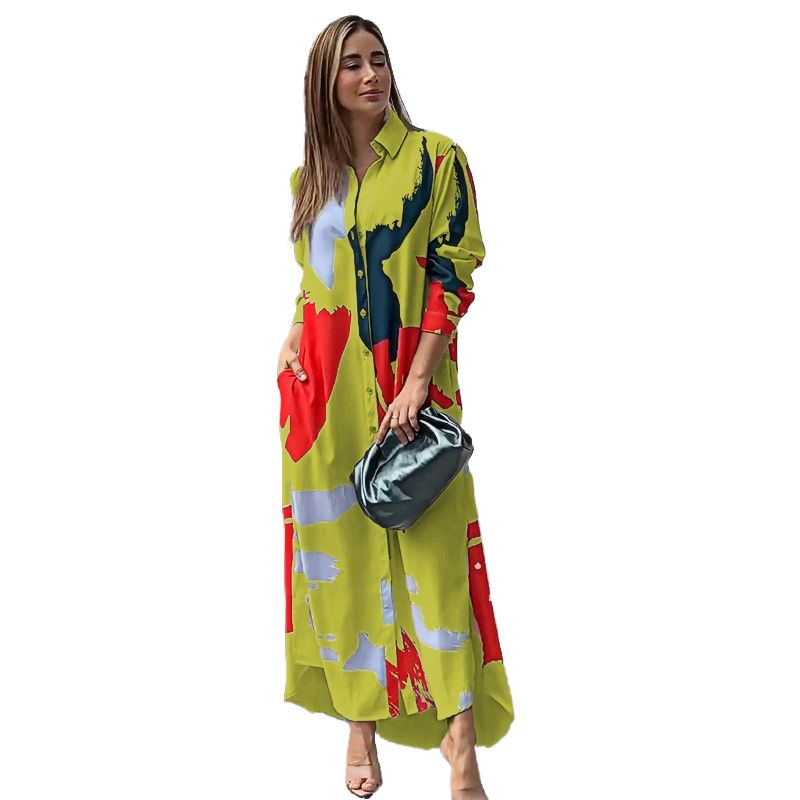 BLWOENS - Vestidos largo con botones para mujer - Amarillo