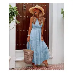 BLWOENS - Vestido casual largo para fiestas-Mujer