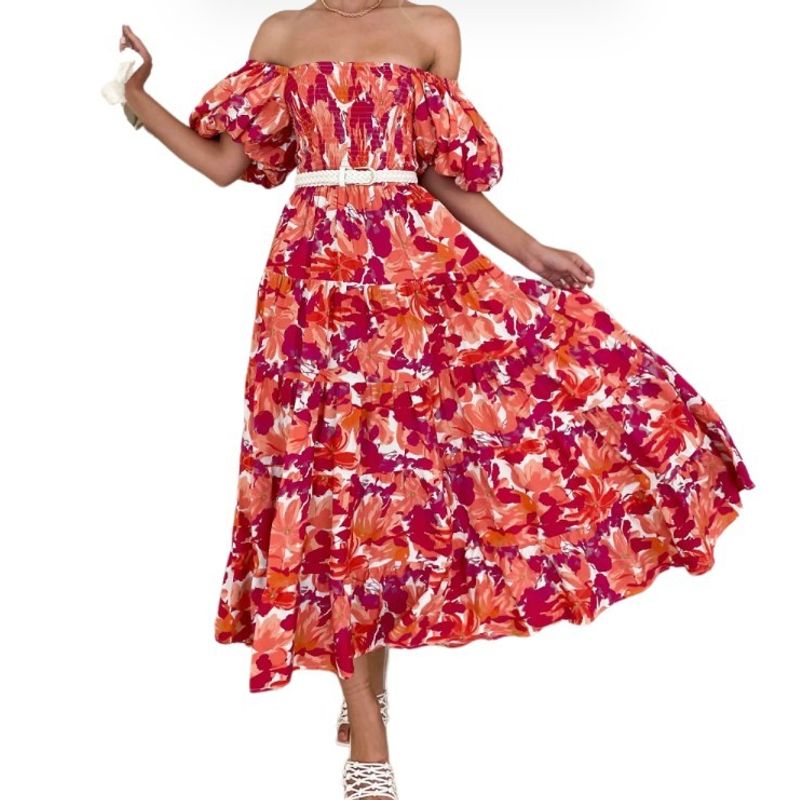 BLWOENS - Vestido casual para Mujer-Rojo