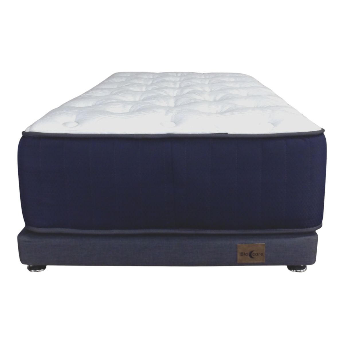 BLOCCARE - Cama Tradicional 1P Box 30cm Colchon Premium Patas Metalicas L200 cm.