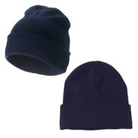Gorro Beanie De Lana Adulto Con Doblez Negro Forro Polar