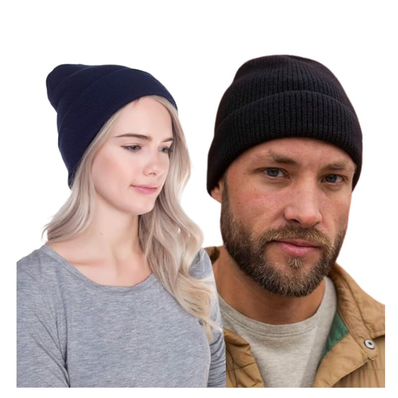 EKOL TACTICA MILITAR - Pack 12 Gorro De Lana Con Doblez Adulto Azul / Negro
