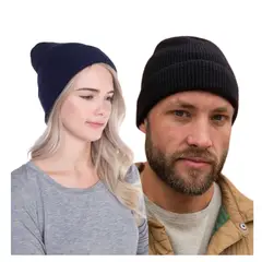 EKOL TACTICA MILITAR - Pack 12 Gorro De Lana Con Doblez Adulto Azul / Negro