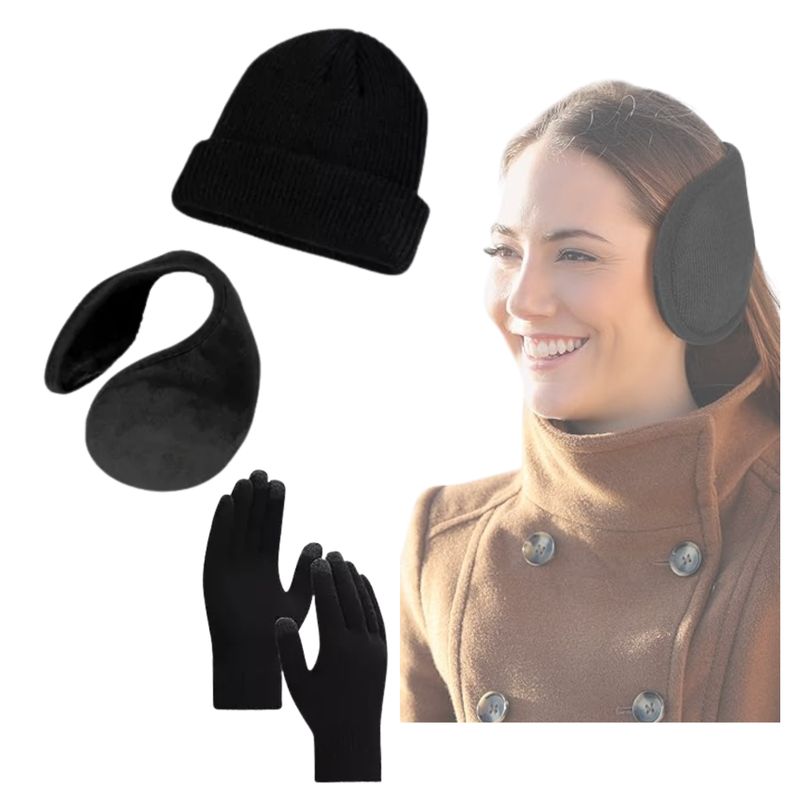 EKOL TACTICA MILITAR - Set Invierno Gorro Beanie + Guantes De Lana + Orejera Polar