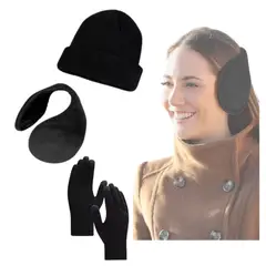 EKOL TACTICA MILITAR - Set Invierno Gorro Beanie + Guantes De Lana + Orejera Polar
