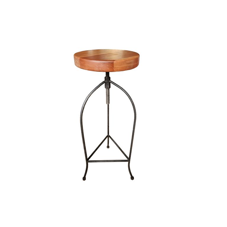Taburete industrial de roble con altura ajustable