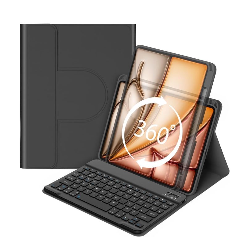 GENERICO - Carcasa 360°Con Teclado Para iPad 10ma Gen iPad A16 11th Gen Negro