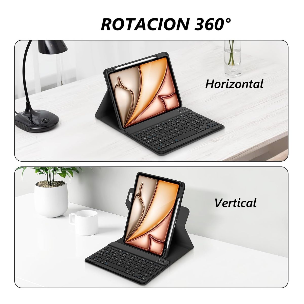 GENERICO - Carcasa 360°Con Teclado Para iPad 10ma Gen iPad A16 11th Gen Negro
