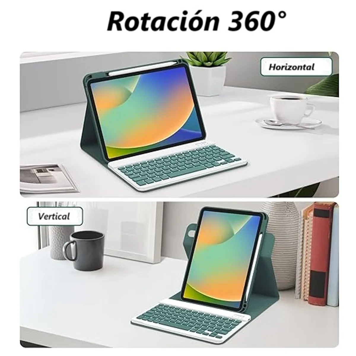 GENERICO - Carcasa 360°Con Teclado Para iPad 10ma Gen iPad A16 11th Gen Verde