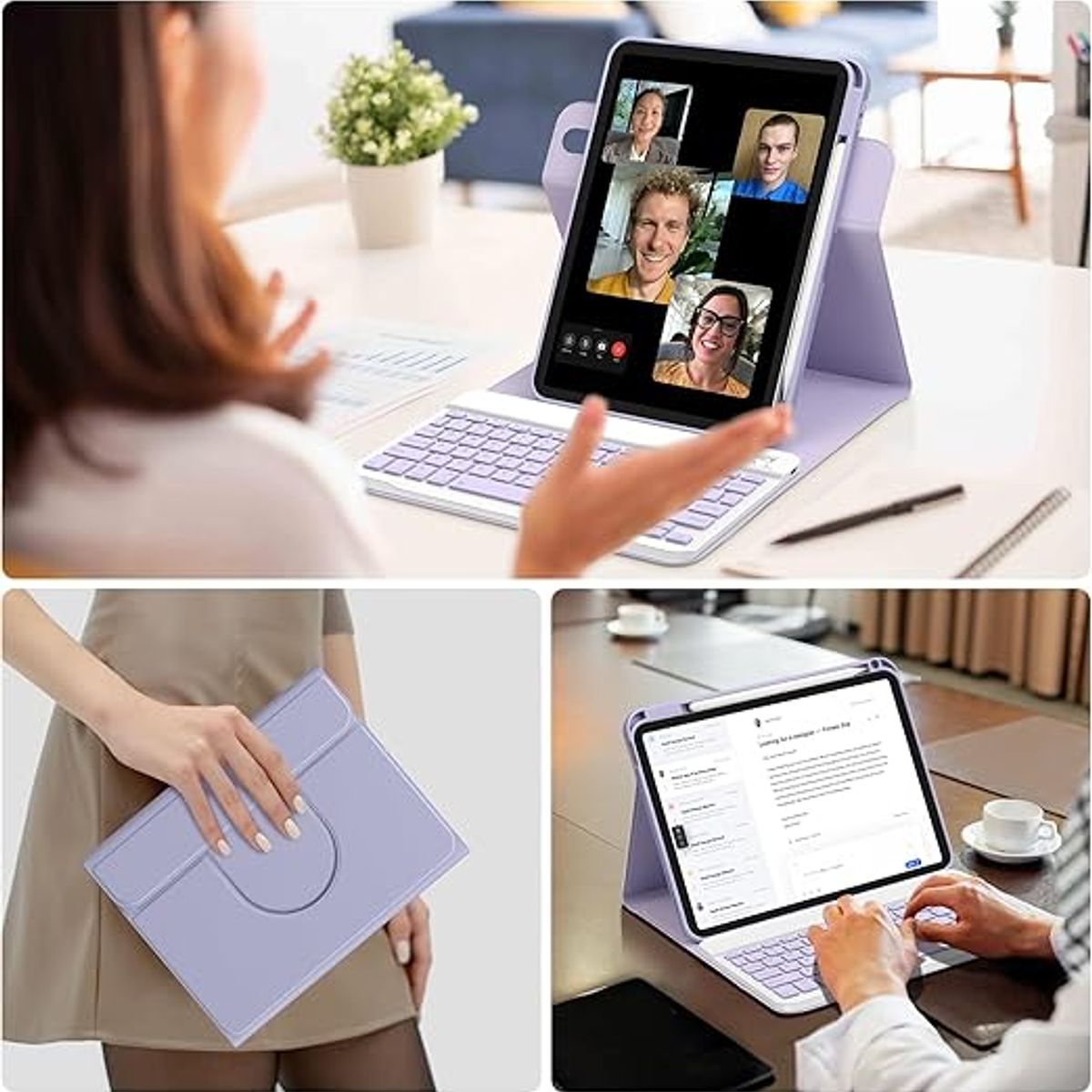 GENERICO - Carcasa 360°Con Teclado Para iPad 10ma Gen iPad A16 11th Gen Lila