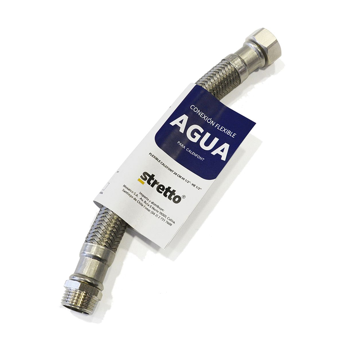 STRETTO - Flexible para Agua Calefon Hi-He 1/2" 20cm.