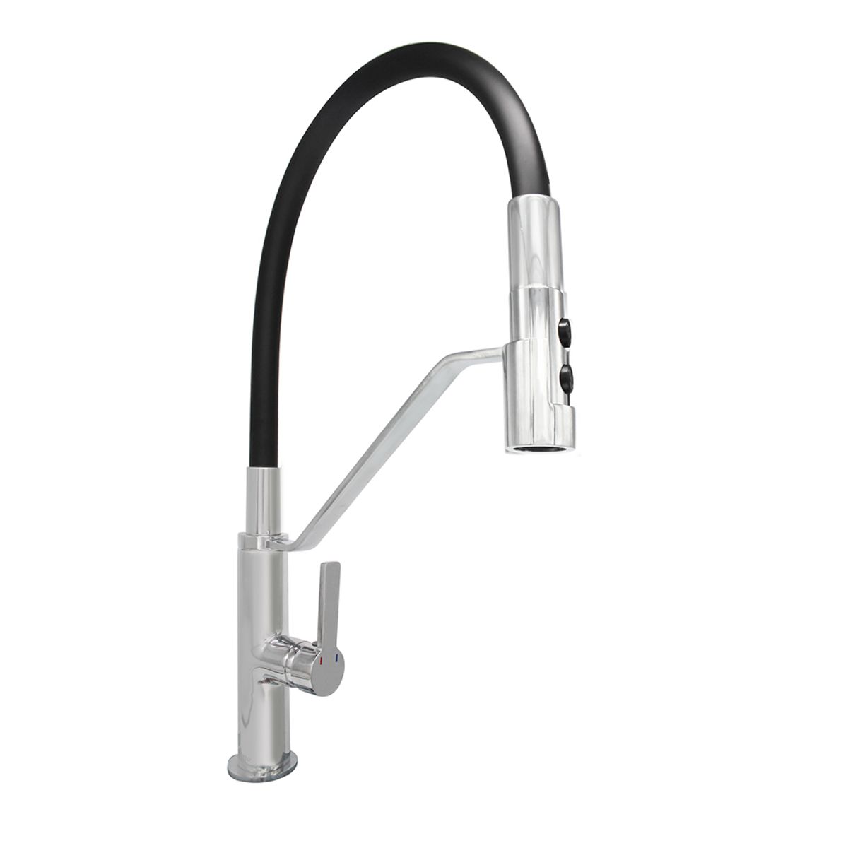 STRETTO - Monomando Lavaplatos Flexible Asti Cromo/Negro Mate