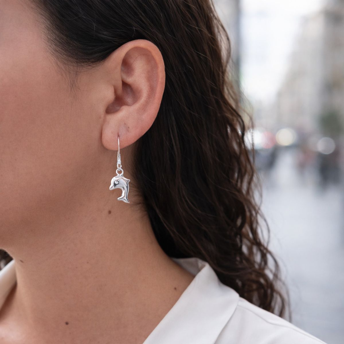 JOYAS MYTOKE - Aros Delfin Plata Fina 925 Hipoalergenica Mujer Bonita