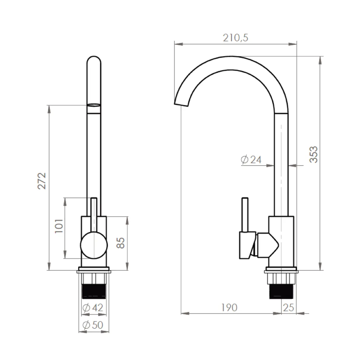 STRETTO - Monomando Lavaplatos Fiorenzo Eco Inox Satinado