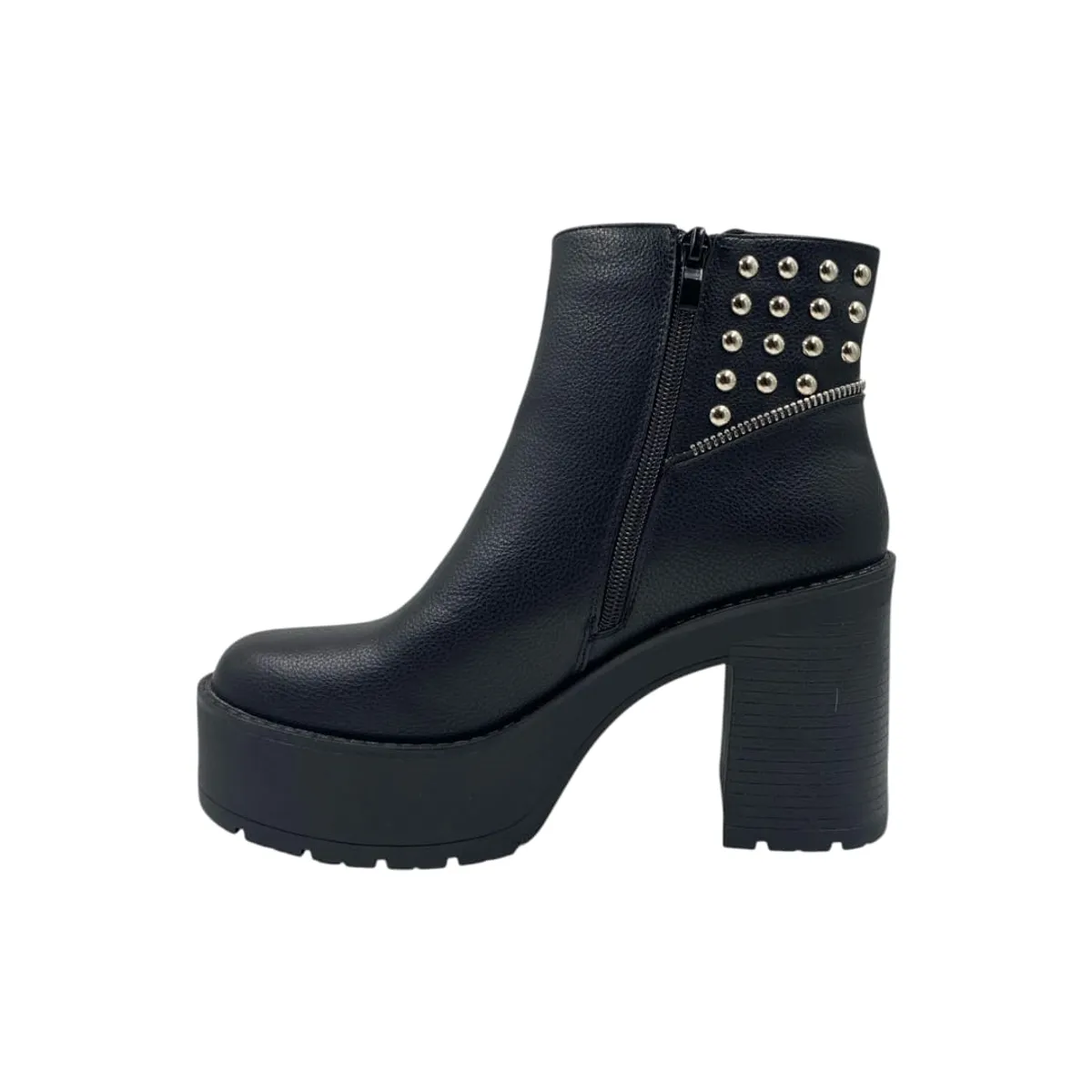 HERIEL - Botín Negro Plataforma Tachas Mujer