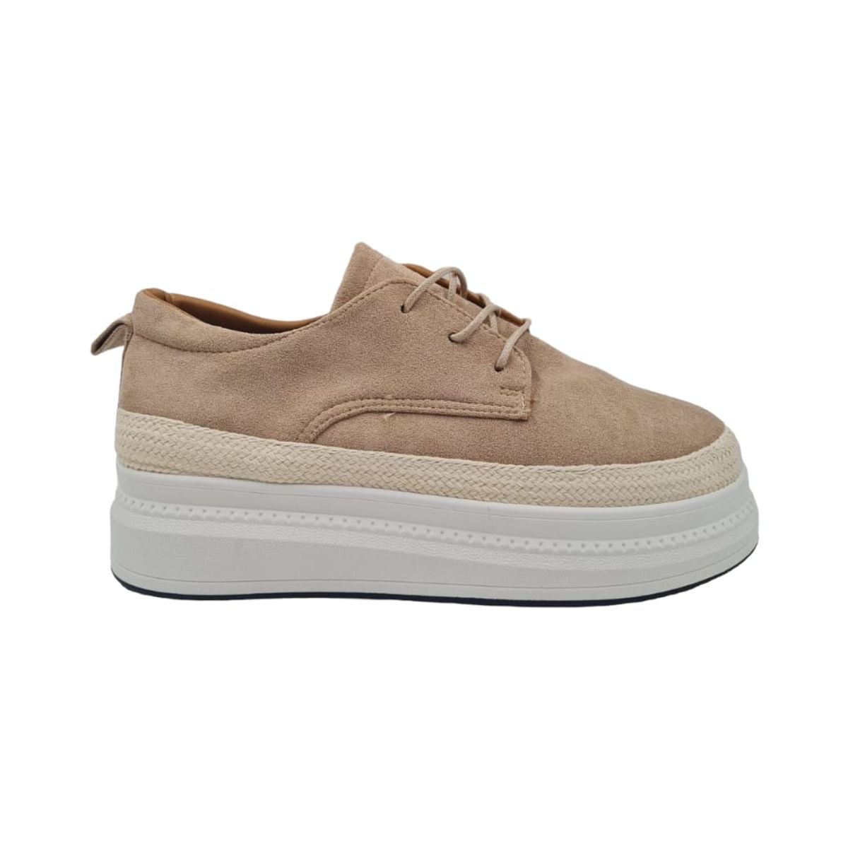 HERIEL - Zapatilla Beige Gamuza Plataforma