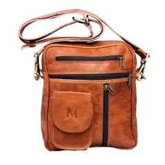 FRANZ MOSSI - Bolso Bandolera De Cuero Natural Cafe Clásico Cedar