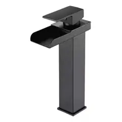 GENERICO - Grifo Llave Alta Cascada Recta 27 cm Negro Mate