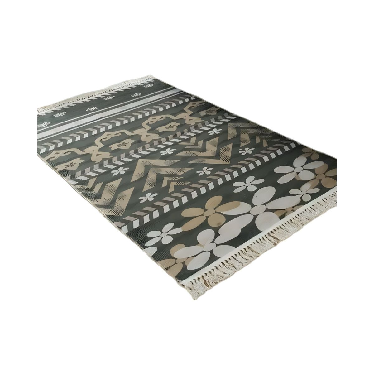 GENERICO - ALFOMBRA ELEGANTE DE LINO 160 X 200 CON FLECOS