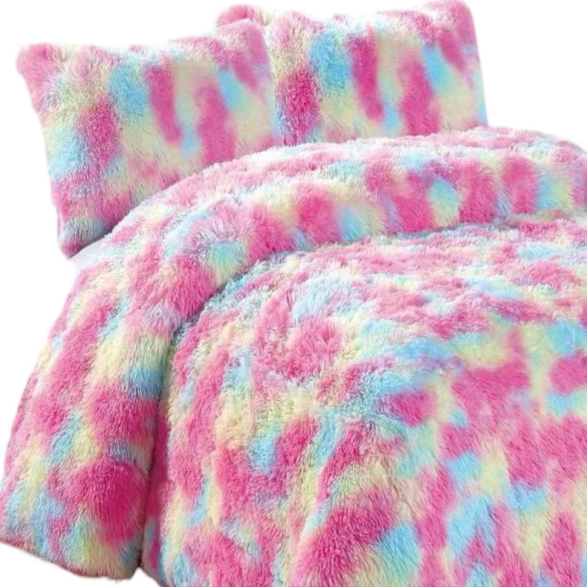 GENERICO - PLUMON CHIPORRO PELUDO 2 PLAZAS ROSA JASPEADO