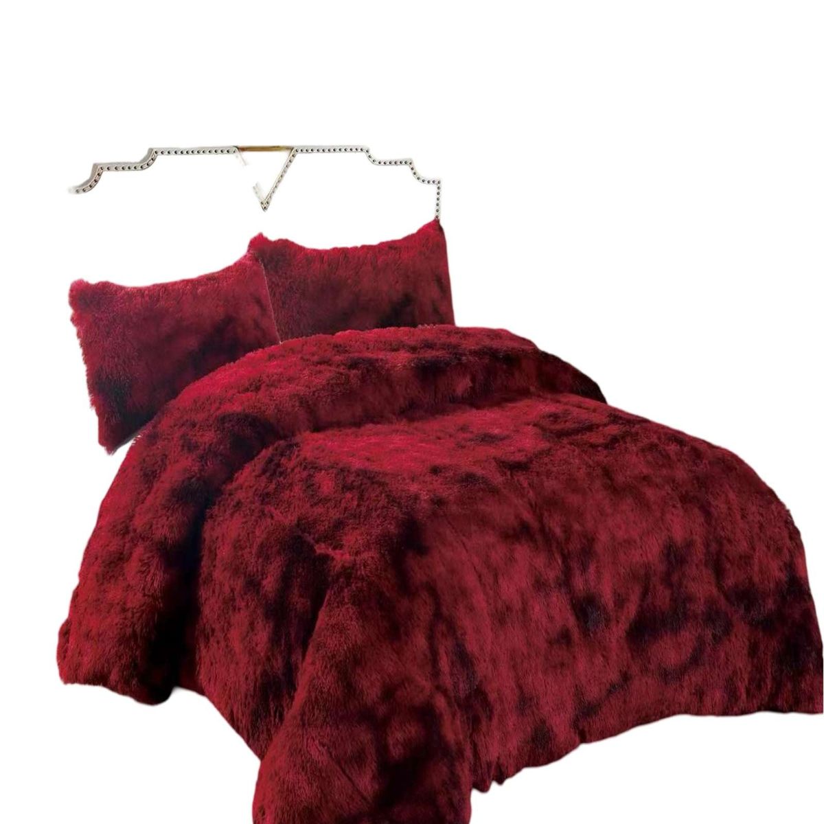 GENERICO - PLUMON CHIPORRO PELUDO 2 PLAZAS ROJO JASPEADO