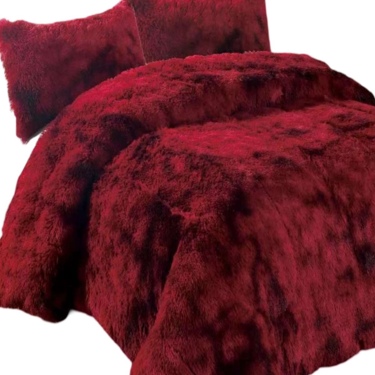 GENERICO - PLUMON CHIPORRO PELUDO 2 PLAZAS ROJO JASPEADO