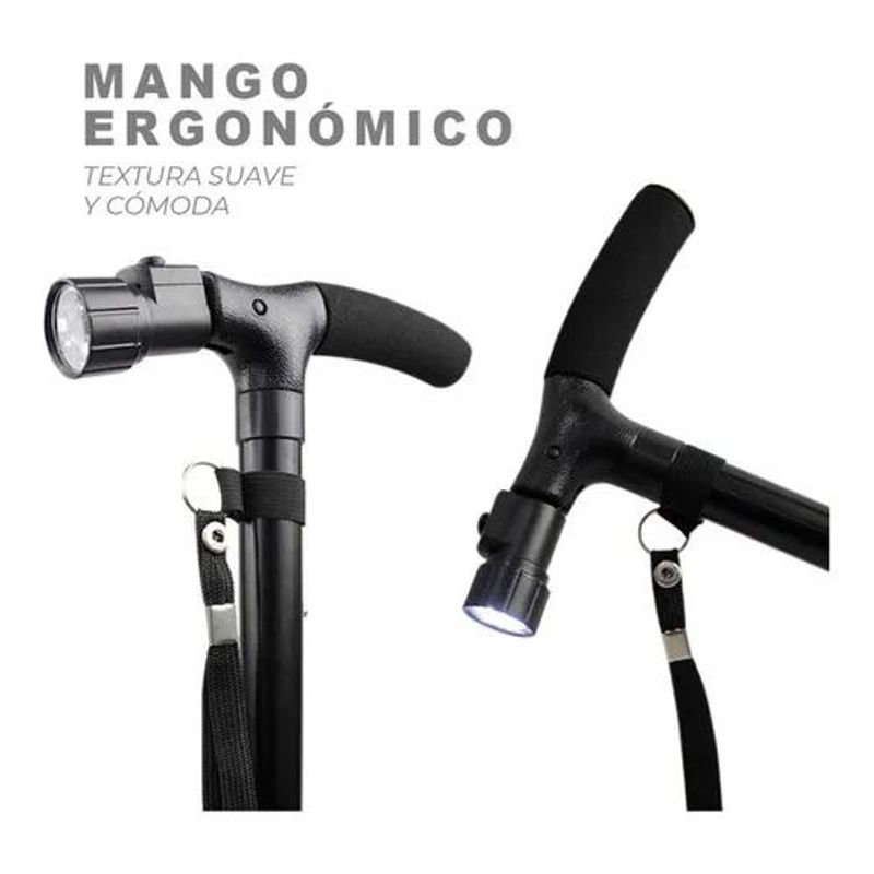 MOVI - Bastón Ortopédico Plegable De Aluminio Con Lámpara Ajustable