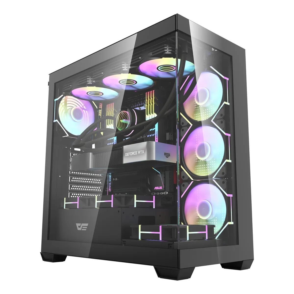 U BUY - Gabinete De Computadora Ds900 Atx De Vidrio Templado Negro