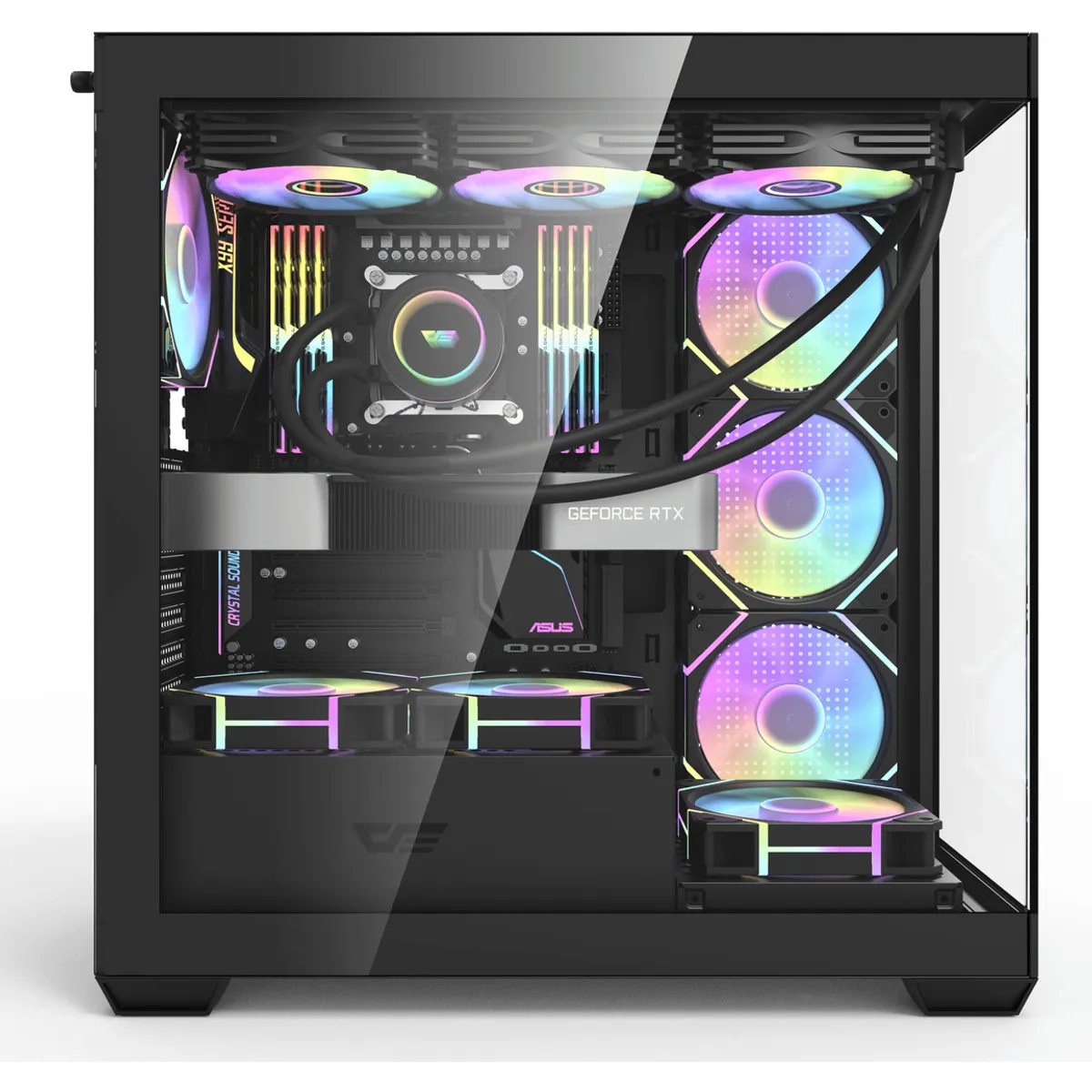 U BUY - Gabinete De Computadora Ds900 Atx De Vidrio Templado Negro