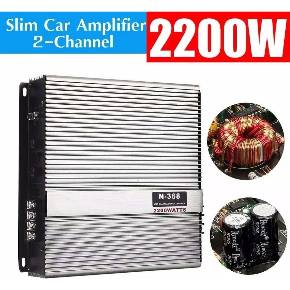U BUY - Amplificador Auto Estéreo Audio 2 Canales 2200w 12v  213065