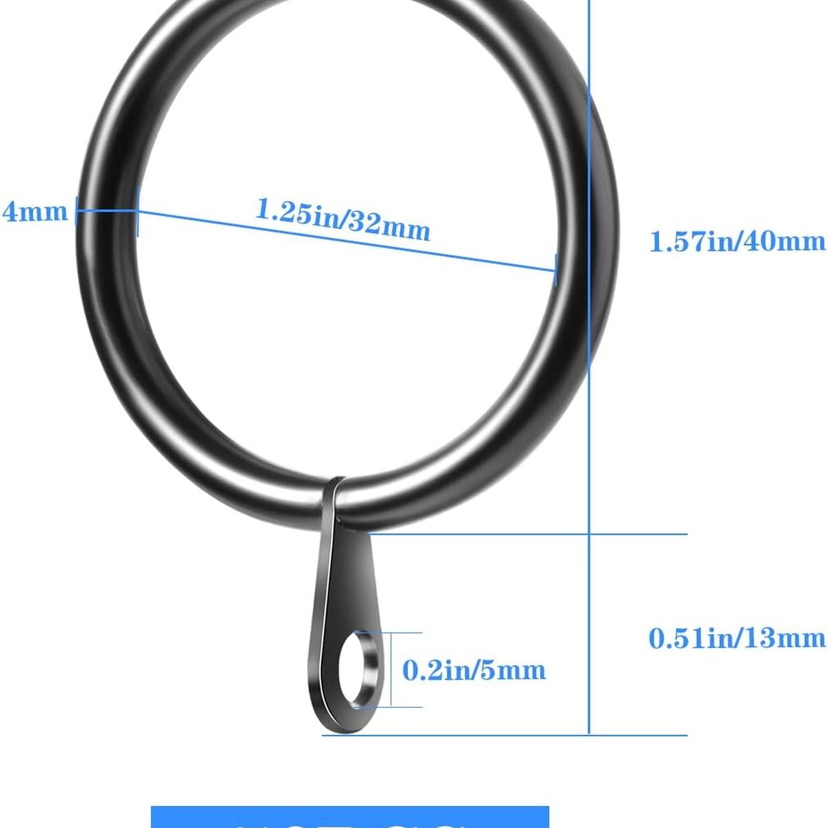 KUANGYE - Pack 50 Anillas De Metal Para Barra De Cortina 32 mm