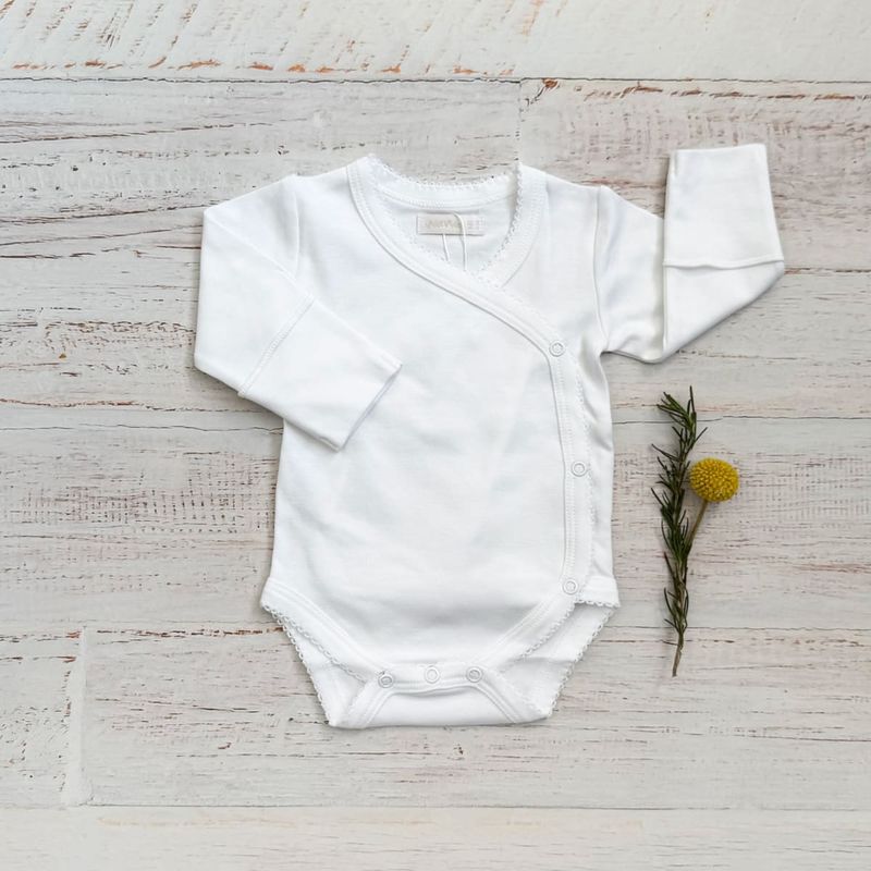 WAWABABY - Body Basico Picot Wawa Blanco Algodón Pima