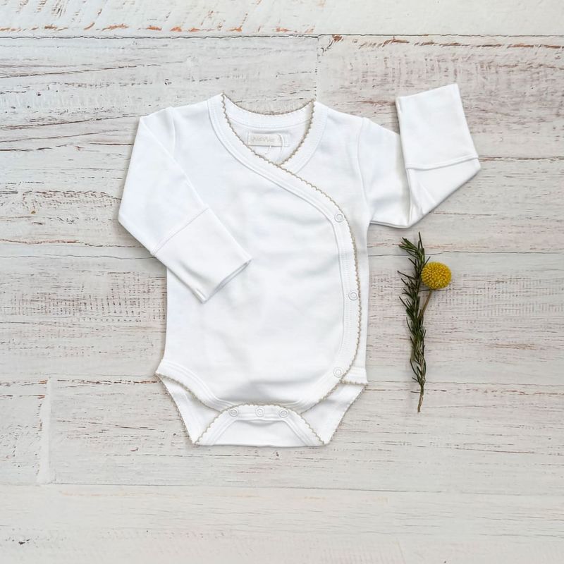 WAWABABY - Body Basico Picot Wawa Beige Algodón Pima