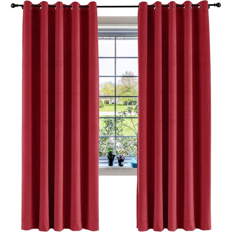 GENERICO - CORTINAS BLACKOUT COLOR ROJO ENGOMADA 2 LIENZO 140X230 C/U TF