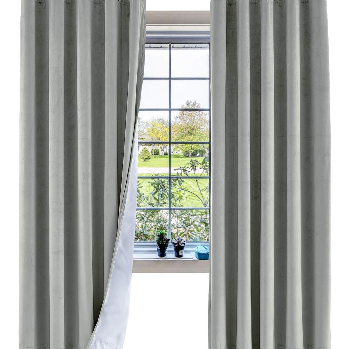 GENERICO - CORTINAS BLACKOUT COLOR GRIS ENGOMADA 2 LIENZO 140X230 C/U TF