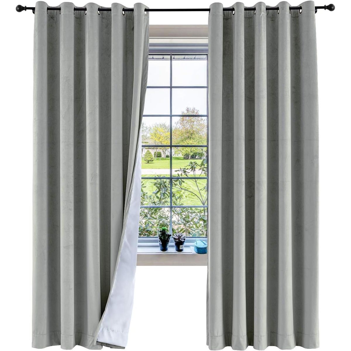 GENERICO - CORTINAS BLACKOUT COLOR GRIS ENGOMADA 2 LIENZO 140X230 C/U TF
